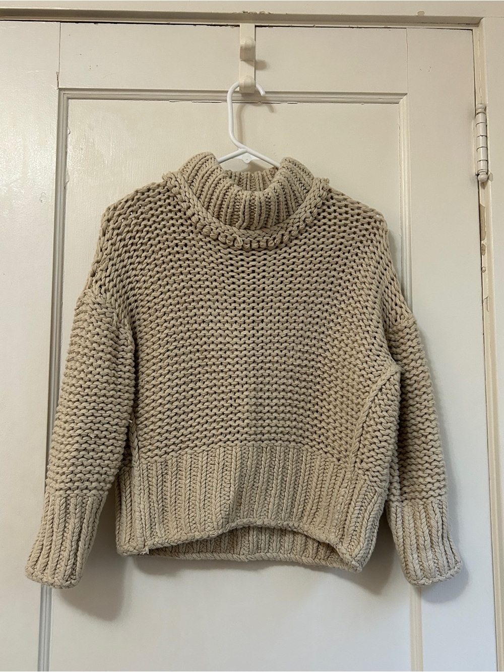 Women’s Free People Chunky Knit Turtleneck Sweater - Cream - Size XS